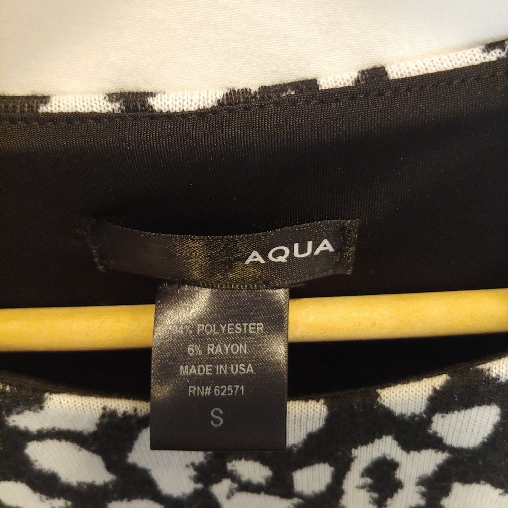 Aqua Black White Leopard Print Spotted Mini Dress - Picture 7 of 7